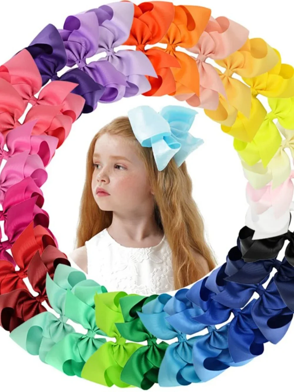 30PCS Big 6 Inch Hair Bows for Girls Grosgrain Ribbon Toddler Hair Accessories w